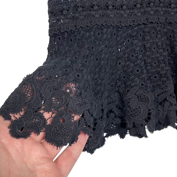 REBECCA TAYLOR Women’s Black Lace Sleeveless Peplum Top size 4 - Picture 6 of 8
